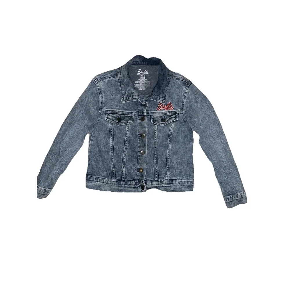 Barbie Denim Jacket Girls M 7-8‎ Blue Acid Wash Girl Revolution Graphic Trucker